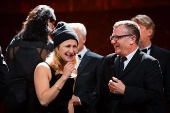 Mike Downey and Masha Alekhina (Pussy Riot) at European Film Awards